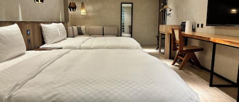 Family Quadruple Room | Down duvets, in-room safe, desk, laptop workspace