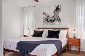 4 bedrooms, iron/ironing board, travel cot, WiFi