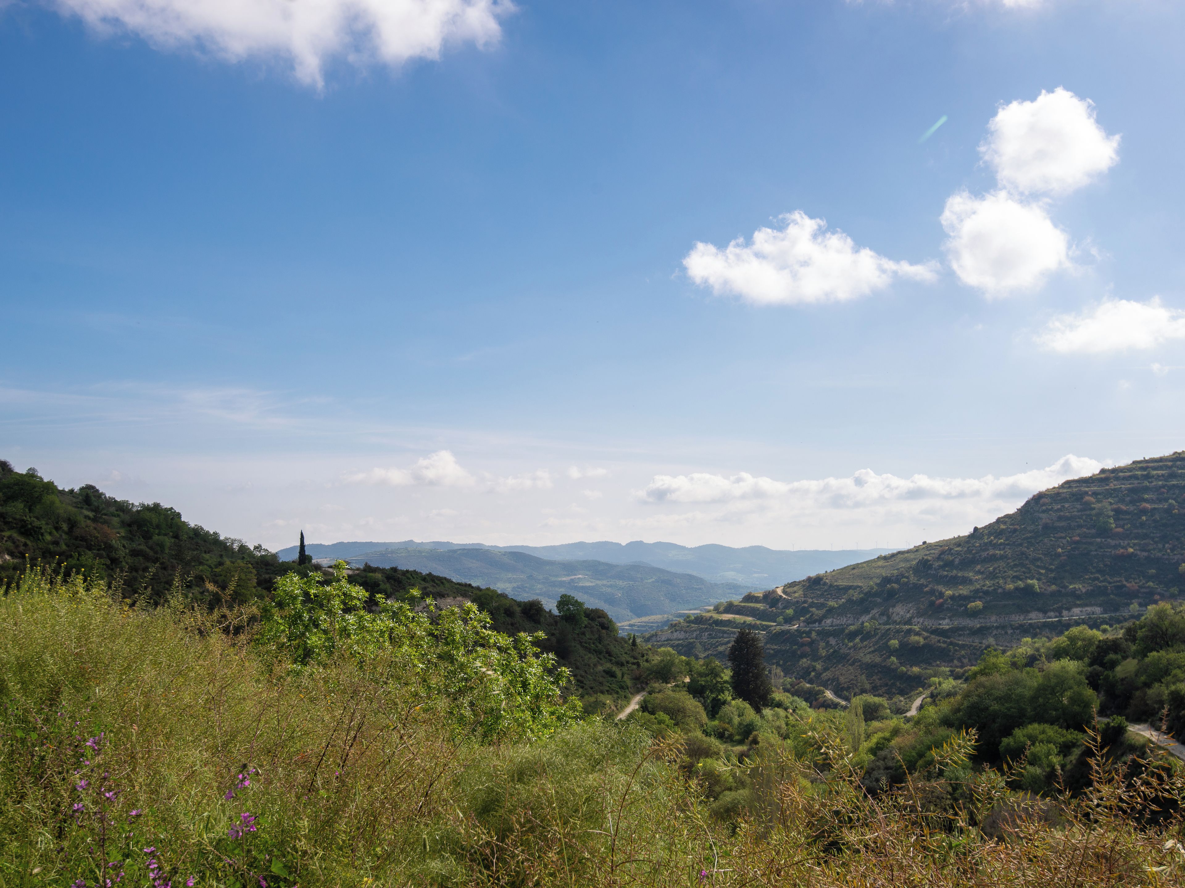 Un paisaje montañoso con cielo despejado.
