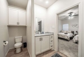 Shower, hair dryer, towels, soap - The Golden Paradise  2BR 2BA  New Construction (Lubbock)