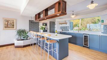 Fridge, oven, stovetop, high chair