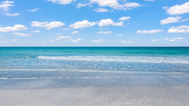 A beach with clear blue water and white sand. - Kingston Arms Modern 1BR On Lido Key (Sarasota)