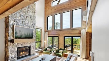 Smart TV, fireplace, video games, stereo