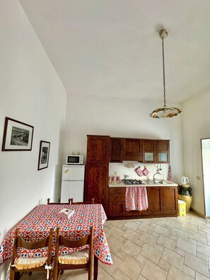 Kühlschrank, Mikrowelle, Herdplatte, Wasserkocher