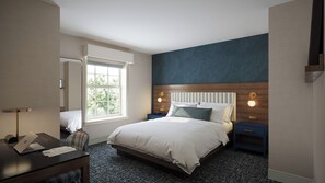 Huone, 1 suuri parisänky | Allergiatestatut vuodevaatteet, tallelokero huoneessa, pimennysverhot