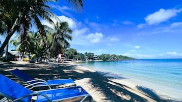 On the beach, white sand, beach bar