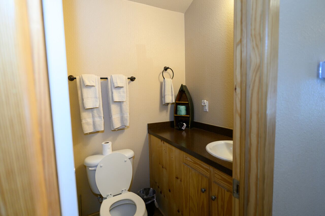 Secador de cabelo, toalhas de banho