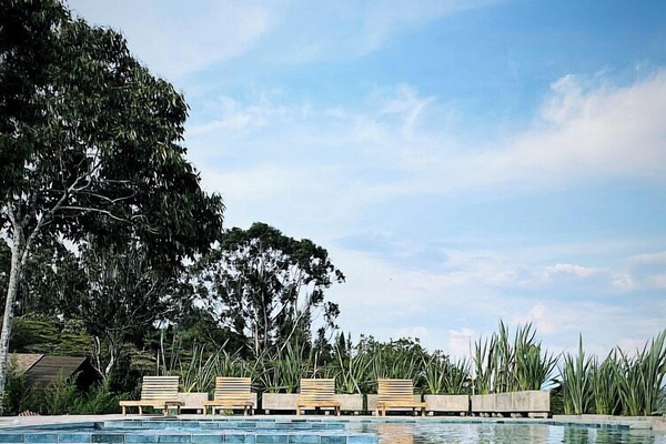 Una piscina al aire libre