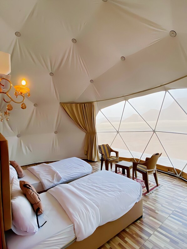 Desk, laptop workspace, blackout curtains, soundproofing