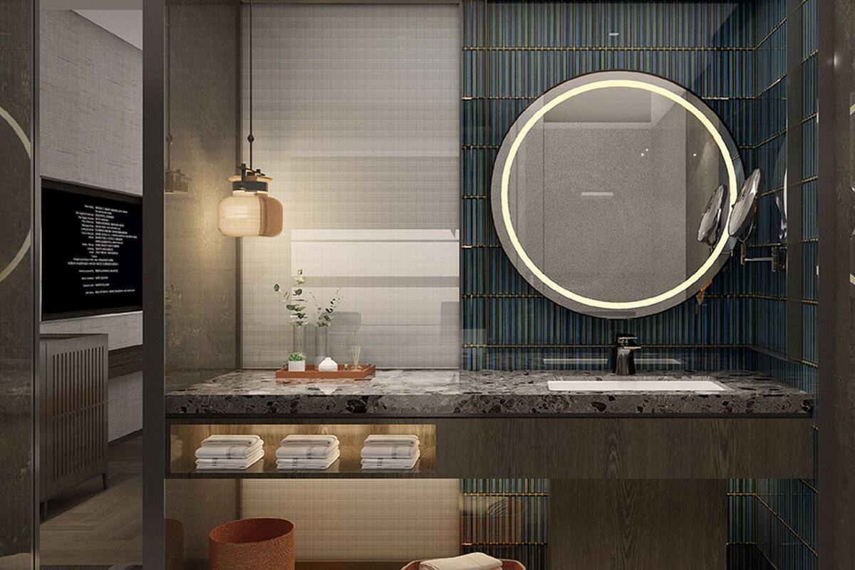 Suite, 1 très grand lit, vue ville | Salle de bain