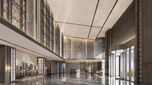 A spacious lobby with a polished marble floor, large windows, and a high ceiling. - Four Points by Sheraton Changzhou Economic Development Zone (Changzhou)