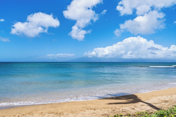 Beach nearby, sun-loungers, beach towels