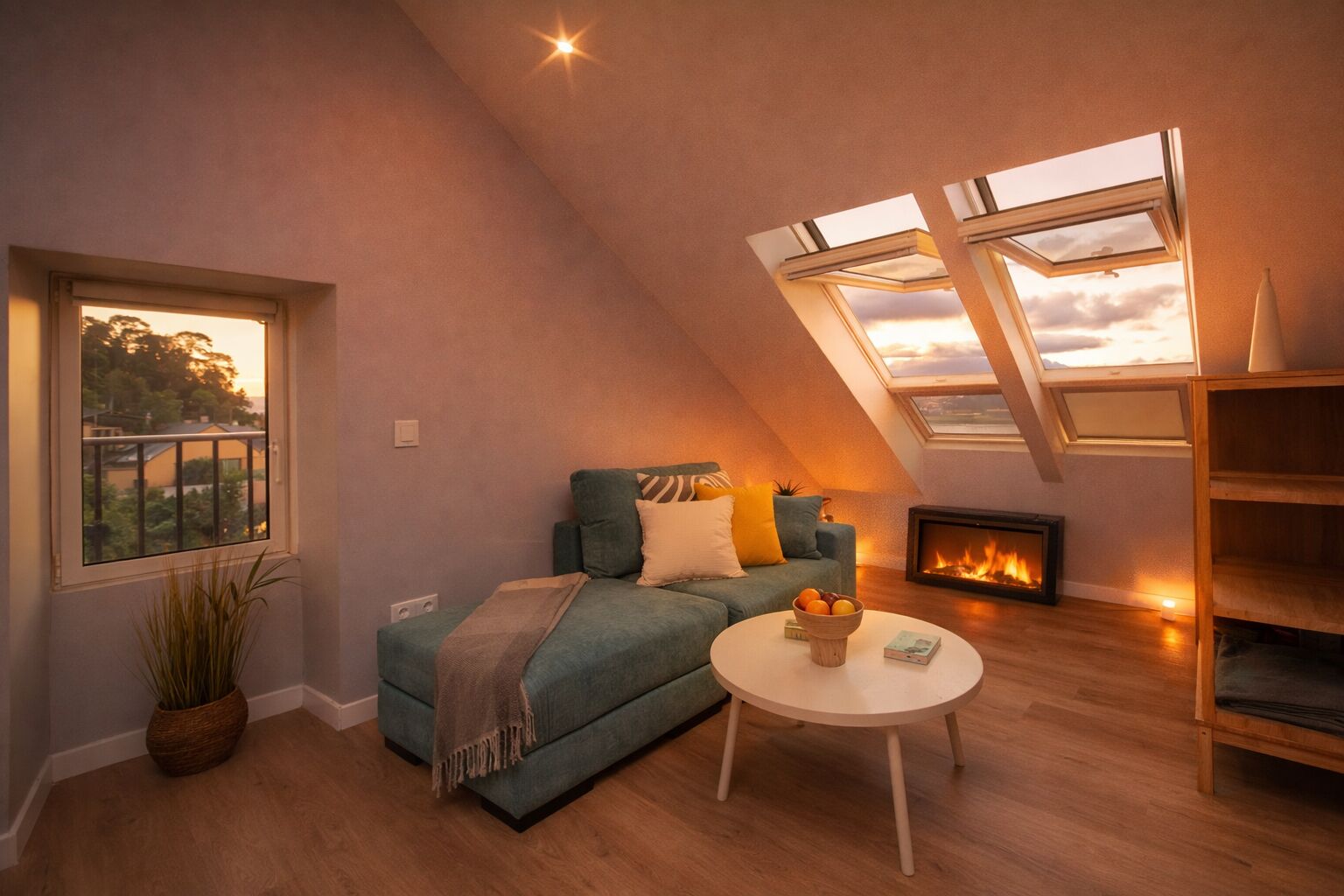 Een smart-tv en een open haard