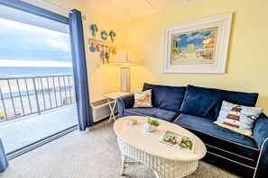 TV, DVD player - Second-floor, ocean-view condo with beach views, pool access, washer/dryer & AC (Ocean City)