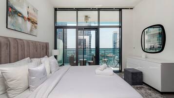 Leilighet – comfort, byutsikt | 1 soverom, blendingsgardiner, lydisolert og strykejern/-brett