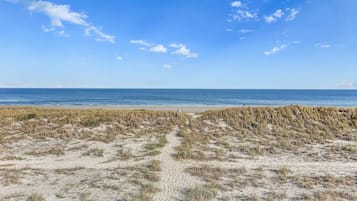 On the beach, beach towels