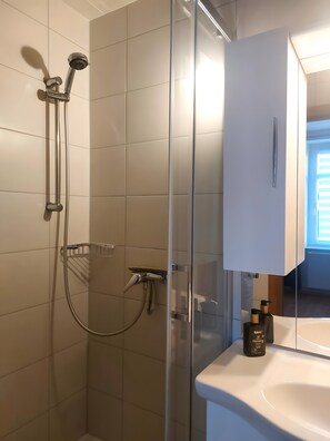 Dusche, Haartrockner, Handtücher