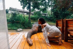 Quadruple Room, River View | Living area