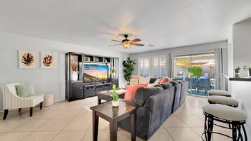 Smart TV, foosball, books, video library