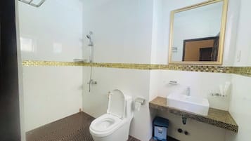 Ducha, artículos de tocador gratuitos, secador de pelo, pantuflas