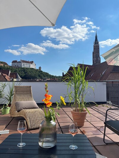 Above the rooftops of Landshut's old town