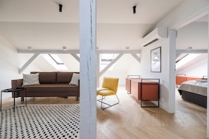 Appartement Affaires, vue ville | 1 chambre, rideaux occultants, fer et planche à repasser, Wi-Fi gratuit