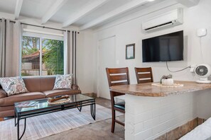 Televisor, llar de foc, llibres i oficines 