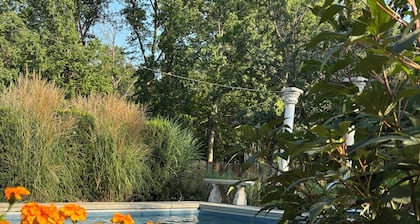 West Park retreat luxury salt water hot tub and heated fiberglass inground pool