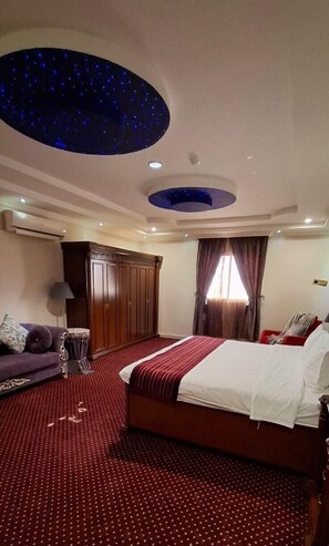 Desk, laptop workspace, blackout curtains, soundproofing