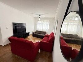 Apartment | Living area | 43-inch flat-screen TV with cable channels, TV
