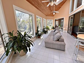House, Multiple Beds, Patio, River View (Daphne River Villa) | Living area | Fireplace - Daphne River Villa (Daphne)