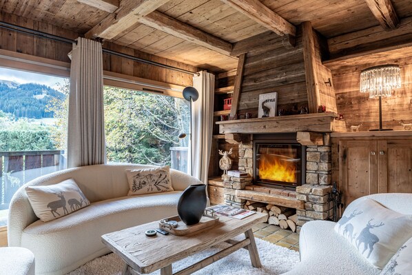 Smart-TV, Kamin, Stereoanlage, Drucker