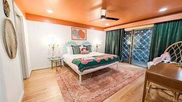 1 bedroom, desk, iron/ironing board, travel crib