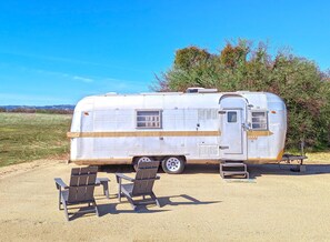Exterior - Janis Jopplin Trailer - Janis Jopplin Themed Vintage Trailer on Vineyard (Paso Robles)