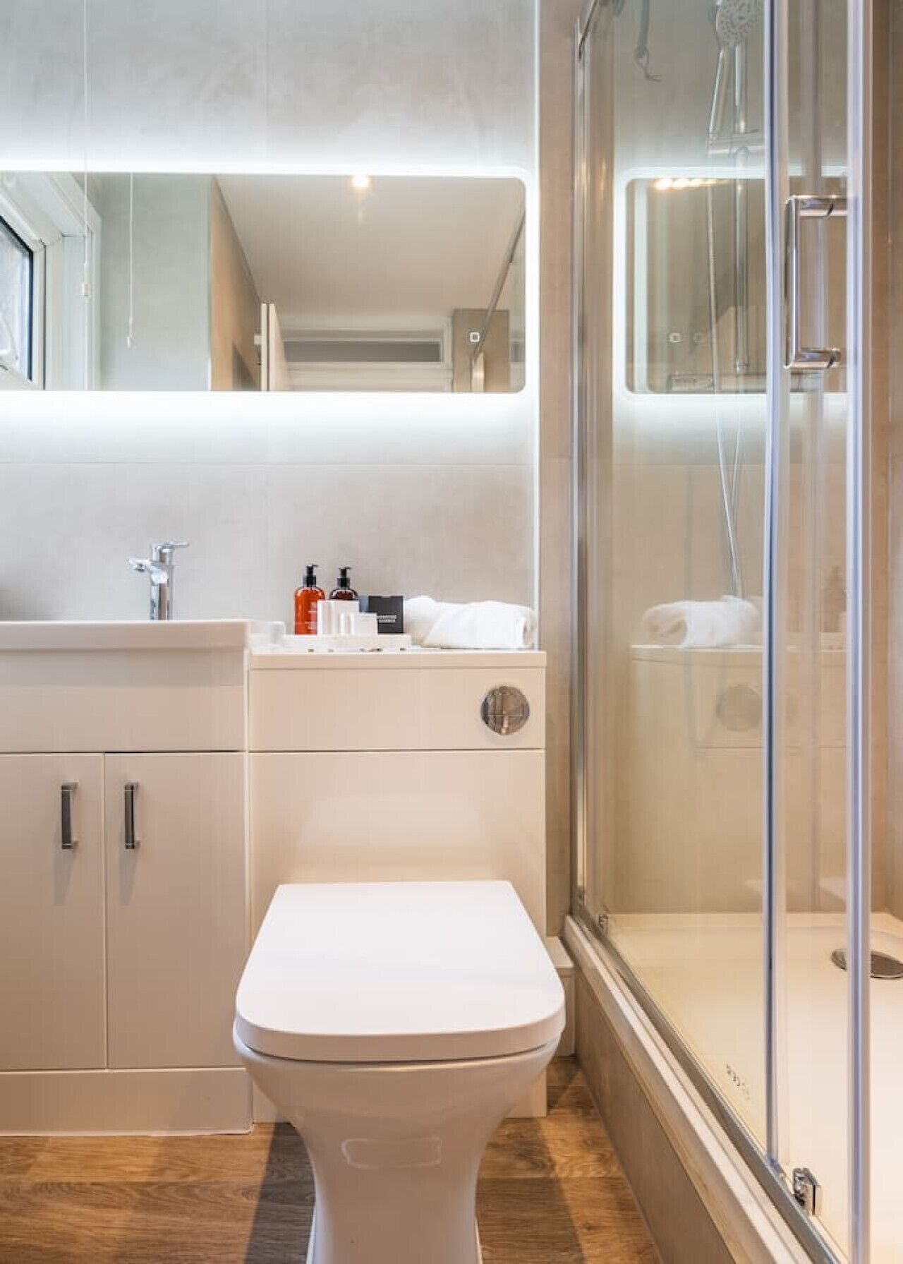 Eco-friendly toiletries, hair dryer, towels
