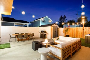 Outdoor dining - Modern New Build | 1 Block from Ocean + Shops & Restaurants | Hot Tub + AC (San Diego)