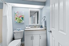 Shower, hair dryer, towels - 7th-Floor Oceanfront Condo | Sand Dunes Resort | Sleeps 8 (Myrtle Beach)