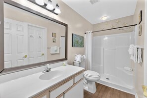 Shower, hair dryer, towels - River Oaks Getaway | Golf, Beach, Fun – All in One! | Fairways 26E (Myrtle Beach)