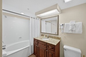 Shower, hair dryer, towels - Atlantica 854, Oceanfront | Myrtle Beach Serenity Condo (Myrtle Beach)