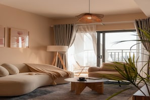 Deluxe Apartment, 2 Bedrooms, Kitchen, City View | Living area | 35-inch Smart TV with digital channels, offices - Urban Zen Saigon - SOHO Residence D1 (Ho Chi Minh City)