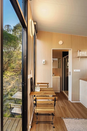 Outdoor dining - Rowsley Valley Tiny House 2 by Tiny Away (Glenmore)