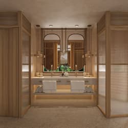 Separate tub and shower, free toiletries, hair dryer, slippers