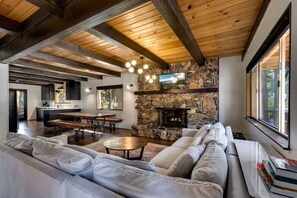 TV, fireplace - Modern Retro Tahoe Chic Chalet (Tahoe City)