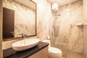 Basic House, Balcony, Beach View | Bathroom | Shower, soap