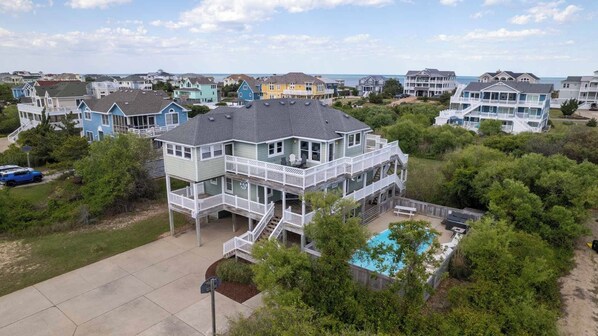 Exterior - Third Row Whalehead Home with Pool and Spa, Sleeps 22! (Corolla)