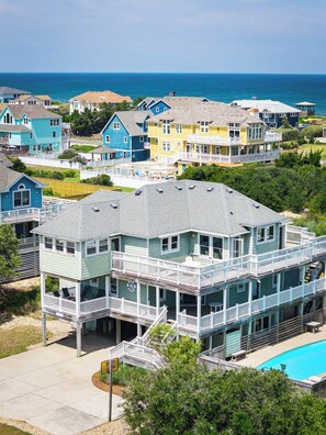Exterior - Third Row in Whalehead with Pool + Spa, Sleeps 22! (Corolla)