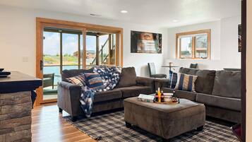 TV, fireplace, foosball, offices