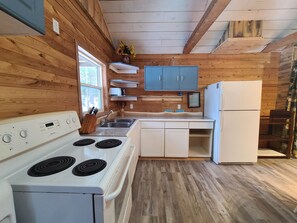 Fridge, oven, stovetop, coffee/tea maker