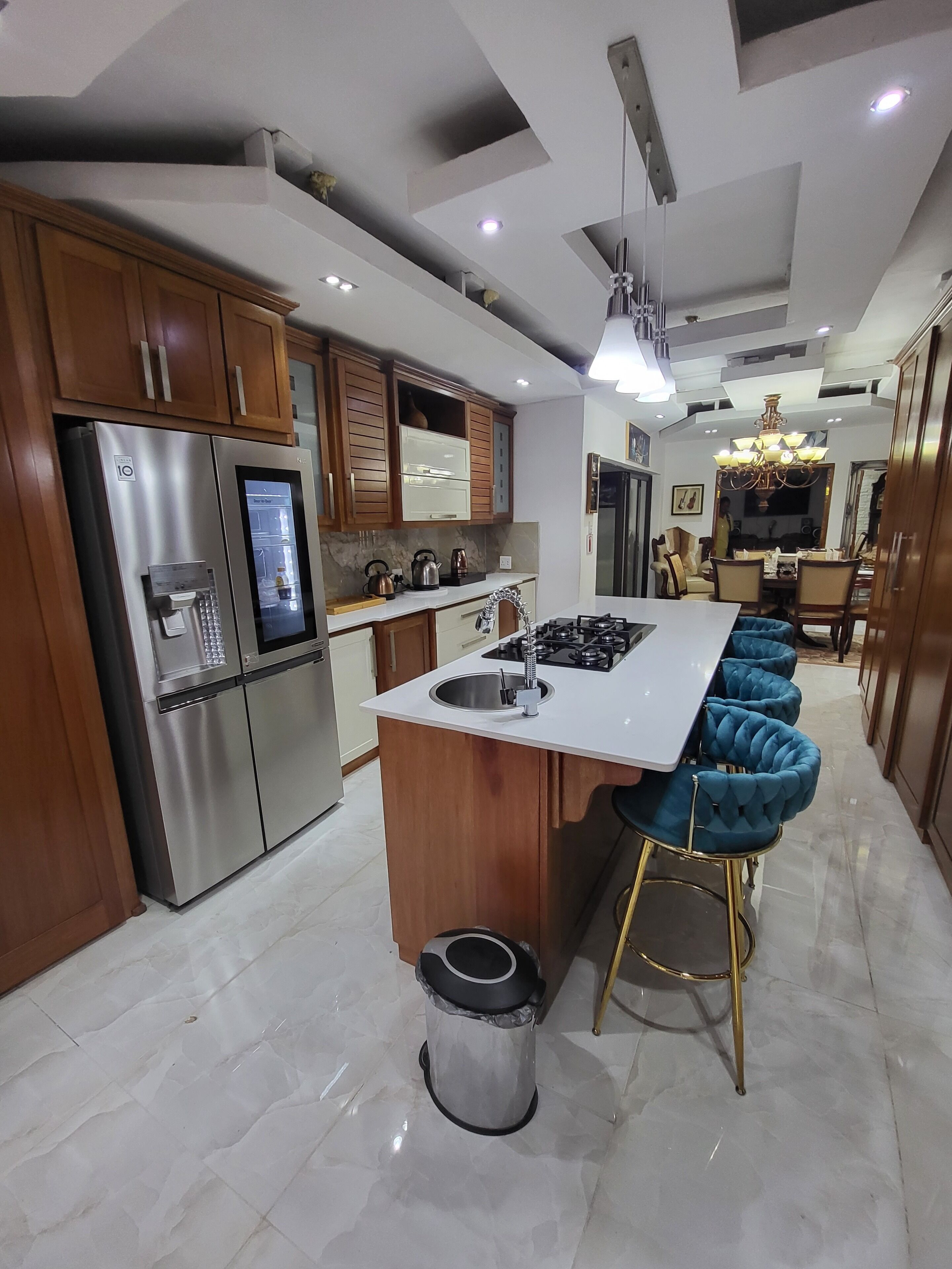 Desk, laptop workspace, blackout curtains, soundproofing