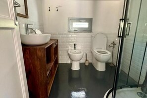 Ducha, secador de pelo, bidé y toallas
